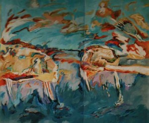 Cite Lacustre - 1988 - Peinture acrylique sur toile - Dim : 1,64 x 1,87 m