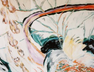 La mémoire des Loups - 10/1990 - Peinture acrylique sur toile - Dim : 1,30 x 1,62 m