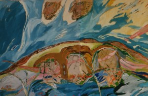 Le retour des Almohades - 1989 - Peinture acrylique sur toile - Dim : 1,95 x 1,30 m