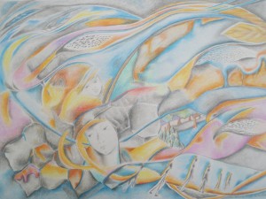 Poème sur le vent d'après Saint-John Perse - 03/2016 - Crayon de couleur - Dim : 29,5 x 42 cm