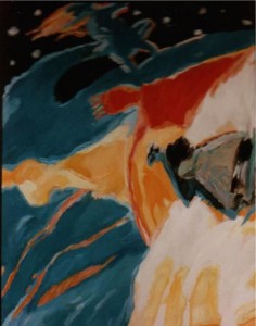 La Nuit - 1989 -Peinture acrylique sur toile - Dim : 116 x 88 cm