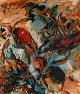 Tigres - 1985 -  Peinture acrylique sur toile - Dim : 1,62 x 1,62