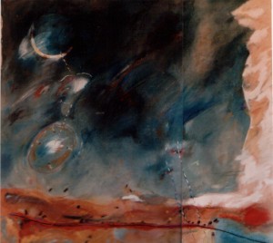 L'Éclipse - 1985 - Peinture acrylique et pastels sur toile - Dim : 1,62 x 1,74 m 