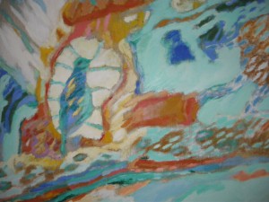 L'oiseau II-Détail 1-06/1988-Acrylique sur toile-Dim: 1,30 x 0,97 m