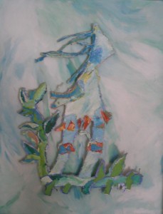 La Demoiselle - 8/1991 - Peinture acrylique sur toile découpée et bois - Dim : 46 x 36,7 cm