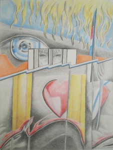 Louis XVII - Le Temple - 6/2016 - Crayon de couleurs - Dim : 40,7 x 29,7 cm