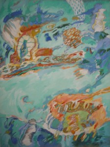 L'Oiseau - 06-1988 -  Peinture acrylique sur toile - Dim: 1,30 x 0,97 mètres